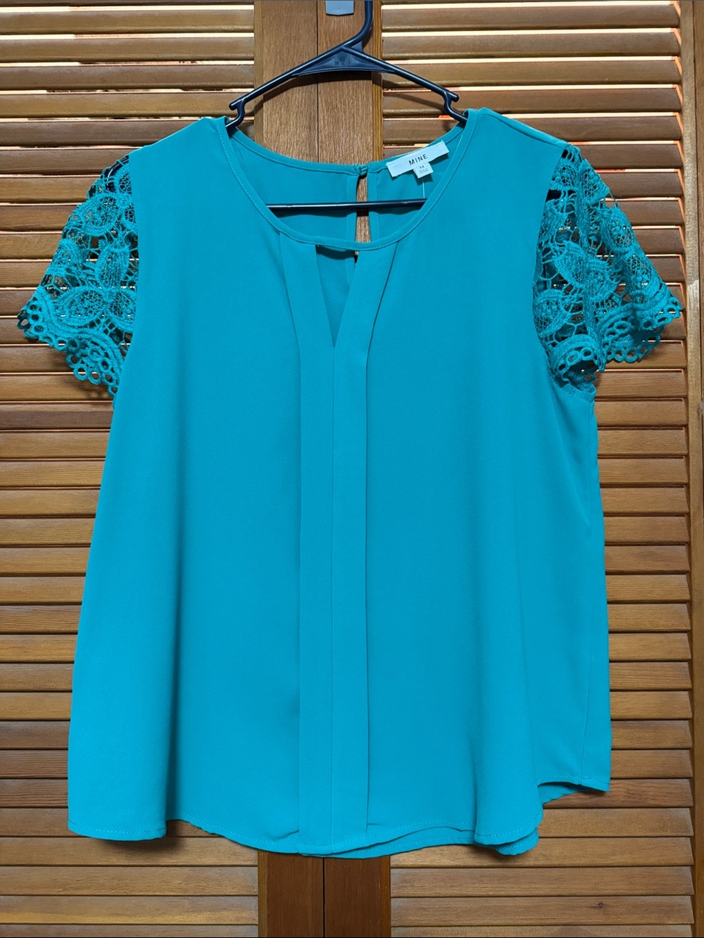Mine Teal Crochet Sleeve Blouse